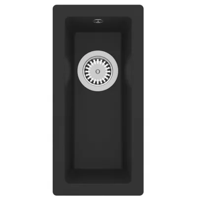 Chiuvetă de bucătărie cu orificiu de preaplin, negru, granit