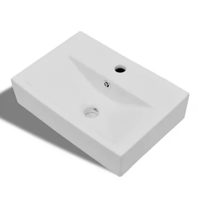 Chiuvetă dreptunghiulară de baie din ceramică, alb