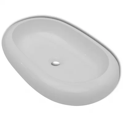 Chiuvetă ovală pentru baie din ceramică, Alb