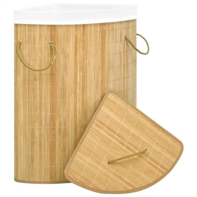 Coș de rufe din bambus de colț, 60 L