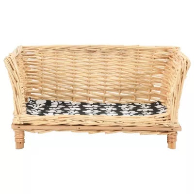 Coș pentru câini cu pernă, 50x33x35 cm, salcie naturală
