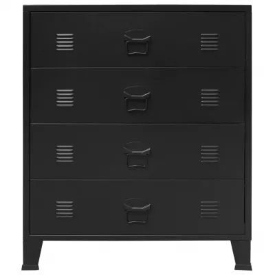 Comodă sertare, metal, stil industrial, 78x40x93 cm, negru