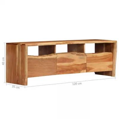 Comodă TV, lemn masiv de salcâm cu muchii naturale 120x35x40 cm