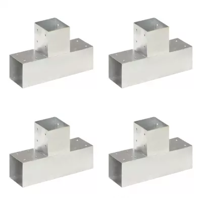 Conectori de grindă, 4 buc, formă T, 91x91 mm, metal galvanizat