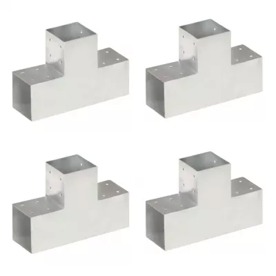 Conectori grindă, formă T, 4 buc, 101x101 mm, metal galvanizat