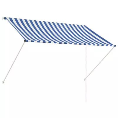 Copertină retractabilă, albastru și alb, 200 x 150 cm