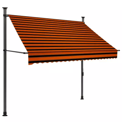 Copertină retractabilă manual cu LED, portocaliu &amp; maro, 200 cm