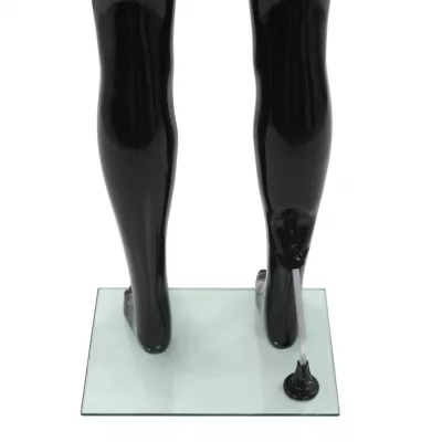 Corp manechin masculin, suport din sticlă, Negru lucios 185 cm