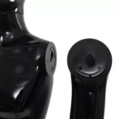 Corp manechin masculin, suport din sticlă, Negru lucios 185 cm