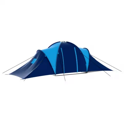 Cort camping textil, 9 persoane, albastru inchis și albastru