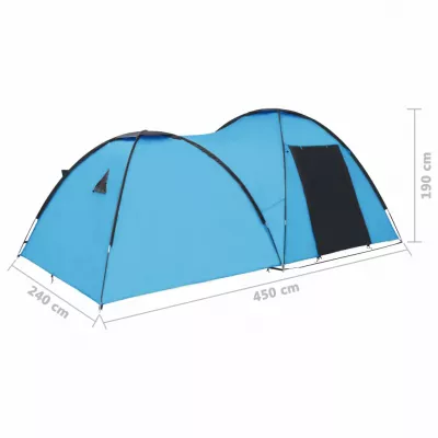 Cort camping tip iglu, 4 persoane, albastru, 450x240x190 cm