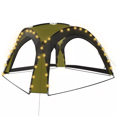 Cort de petrecere cu LED și 4 pereți, verde, 3,6 x 3,6 x 2,3 m
