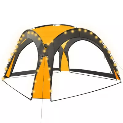 Cort petrecere cu LED 4 pereți laterali, galben, 3,6x3,6x2,3 m
