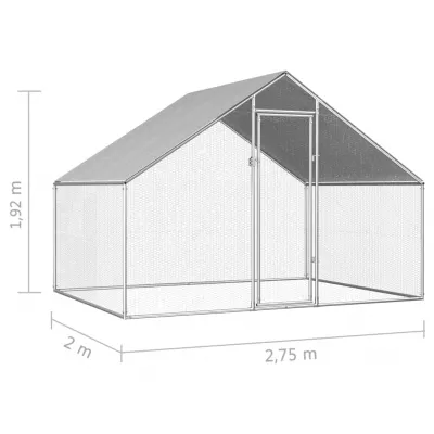 Coteț de exterior pentru păsări, 2,75x2x1,92 m, oțel galvanizat