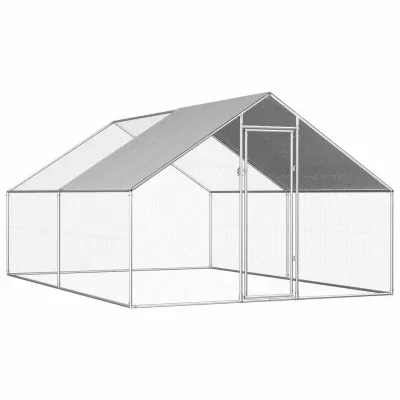 Coteț de exterior pentru păsări, 2,75x4x1,92 m, oțel galvanizat