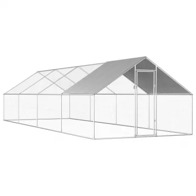 Coteț de exterior pentru păsări, 2,75x8x1,92 m, oțel galvanizat