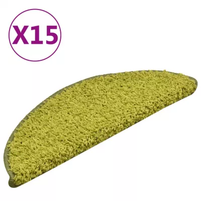 Covorașe pentru trepte scară, 15 buc., verde, 56x17x3 cm