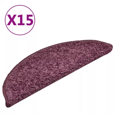 Covorașe pentru trepte scară, 15 buc. violet inchis, 56x17x3 cm