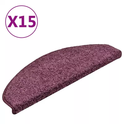Covorașe pentru trepte scară, 15 buc. violet inchis, 65x21x4 cm