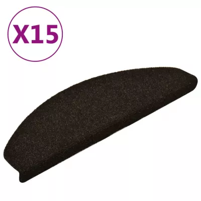 Covorașe scări autoadezive 15 buc. maro 62x21x4 cm stil punch