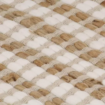 Covor din iută lucrat manual, natural &amp; alb, 120x180 cm textil