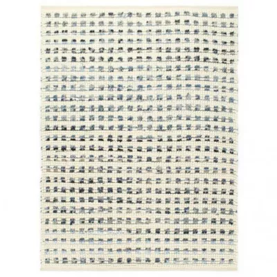 Covor din lână cu denim, albastru/alb, 160 x 230 cm