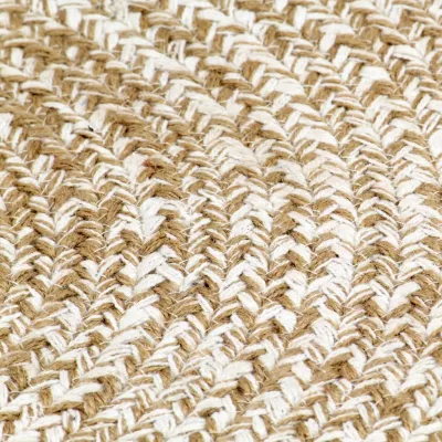 Covor manual, alb și natural, 120 cm, iută