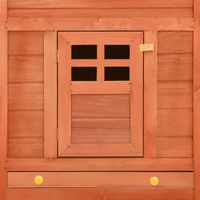 Cușcă de iepuri exterior, spațiu de joacă, maro, lemn de brad