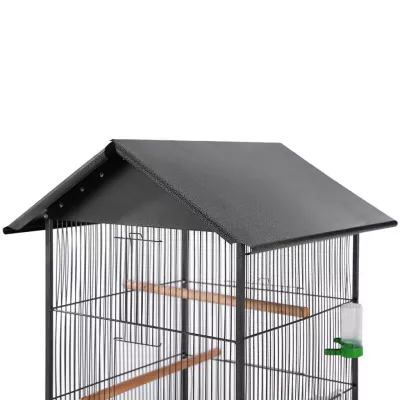 Cușcă de păsări cu acoperiș, oțel, 66 x 66 x 155 cm, negru