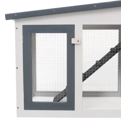Cușcă exterior pentru iepuri mare, gri&amp;alb, 204x45x85 cm, lemn