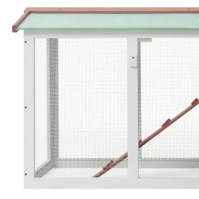 Cușcă exterior pentru iepuri mare maro&amp;alb 145x45x85 cm lemn