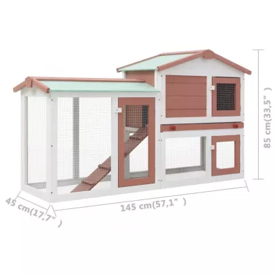 Cușcă exterior pentru iepuri mare maro&amp;alb 145x45x85 cm lemn