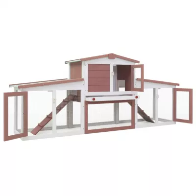 Cușcă exterior pentru iepuri mare maro &amp; alb 204x45x85 cm lemn