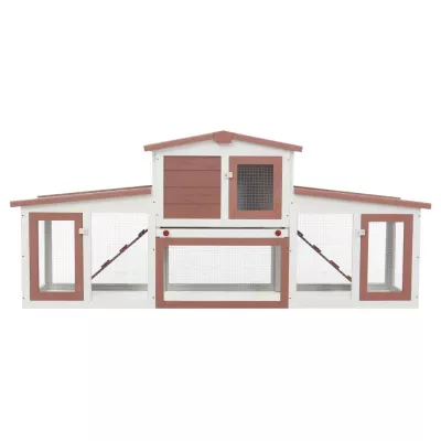 Cușcă exterior pentru iepuri mare maro &amp; alb 204x45x85 cm lemn