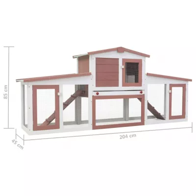 Cușcă exterior pentru iepuri mare maro &amp; alb 204x45x85 cm lemn