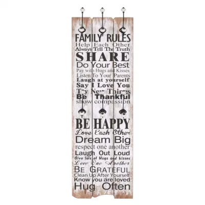 Cuier de perete cu 6 cârlige, 120 x 40 cm, FAMILY RULES