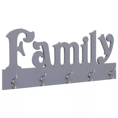 Cuier de perete FAMILY, gri, 74 x 29,5 cm