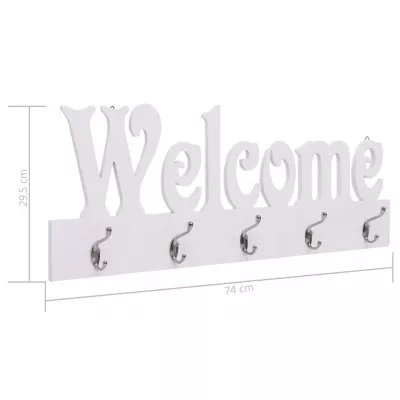 Cuier de perete WELCOME, alb, 74 x 29,5 cm