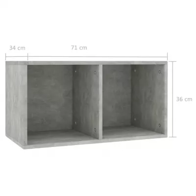 Cutie de depozitare vinyl-uri, gri beton, 71 x 34 x 36 cm, PAL