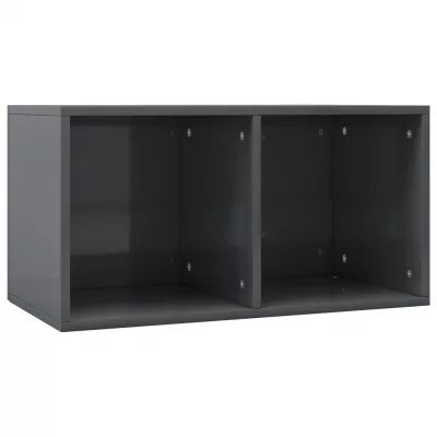 Cutie de depozitare vinyl-uri, gri lucios, 71 x 34 x 36 cm, PAL