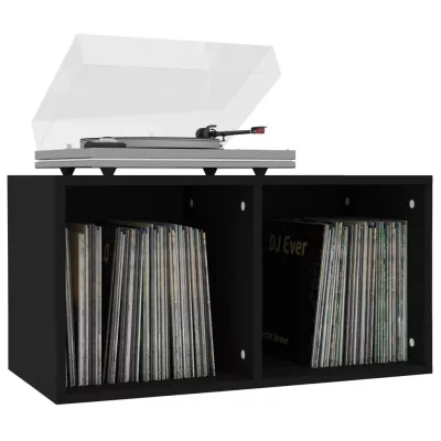 Cutie de depozitare vinyl-uri, negru, 71 x 34 x 36 cm, PAL