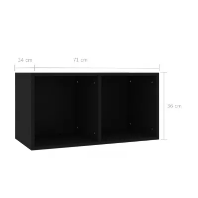 Cutie de depozitare vinyl-uri, negru, 71 x 34 x 36 cm, PAL