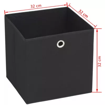 Cutii depozitare, 10 buc, material nețesut, 32x32x32 cm, Negru