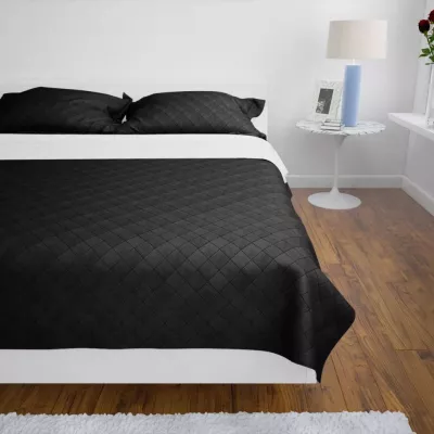 Cuvertură de pat matlasată cu două fețe negru/alb 220 x 240 cm