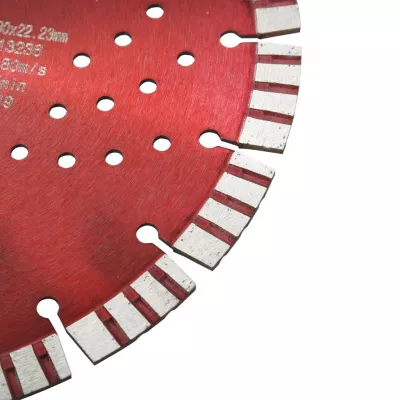 Disc diamantat de tăiere cu segmente turbo și găuri oțel 300 mm
