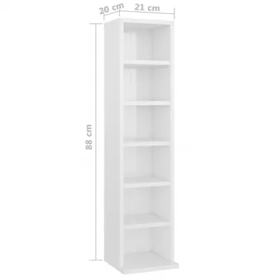 Dulap CD-uri, alb extralucios, 21 x 20 x 88 cm, PAL
