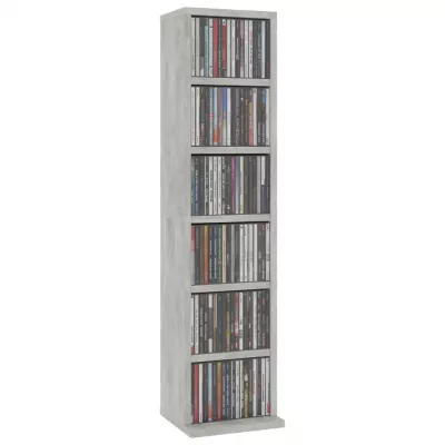 Dulap CD-uri, gri beton, 21x20x88 cm, PAL