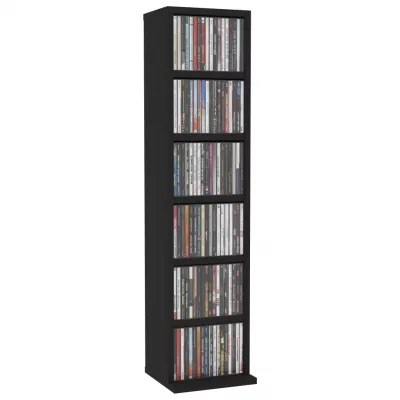 Dulap CD-uri, negru, 21x20x88 cm, PAL