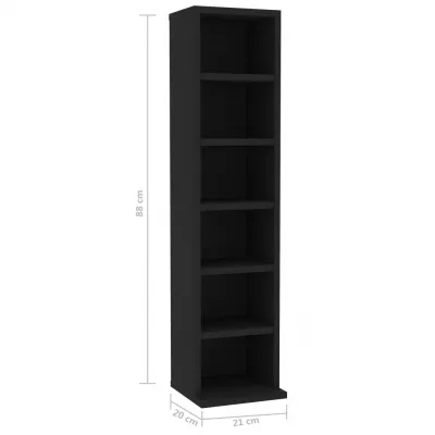 Dulap CD-uri, negru, 21x20x88 cm, PAL
