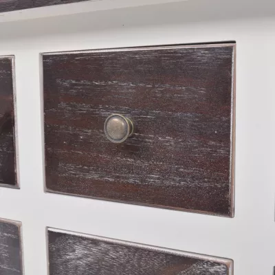 Dulap consolă cu 6 sertare, maro și alb, lemn
